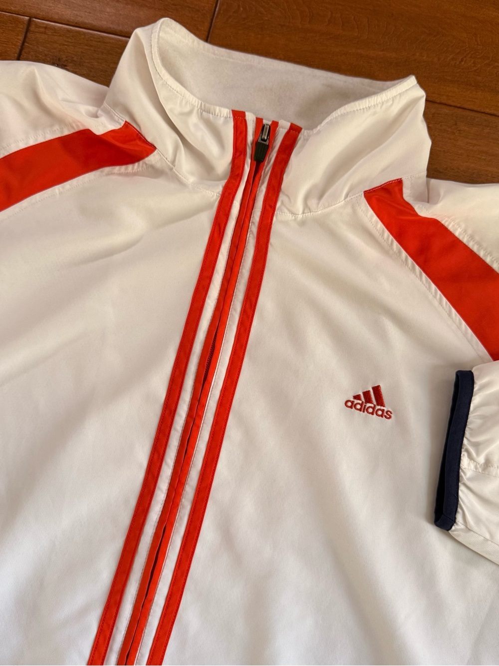 Vintage Y2K adidas White/Orange Full-Zip Track Windbreaker Pockets - XL